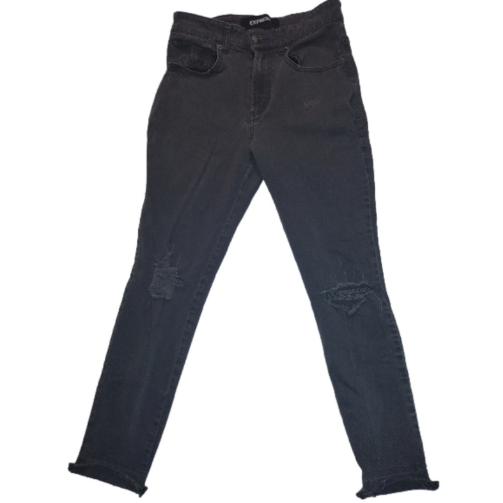 EXPRESS Ankle Legging High Rise Distressed Jeans